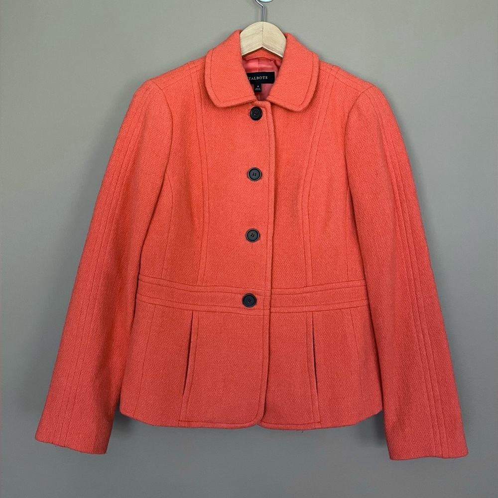 {Talbots} Wool Blend Short Jacket with Button Closure - Womens 4